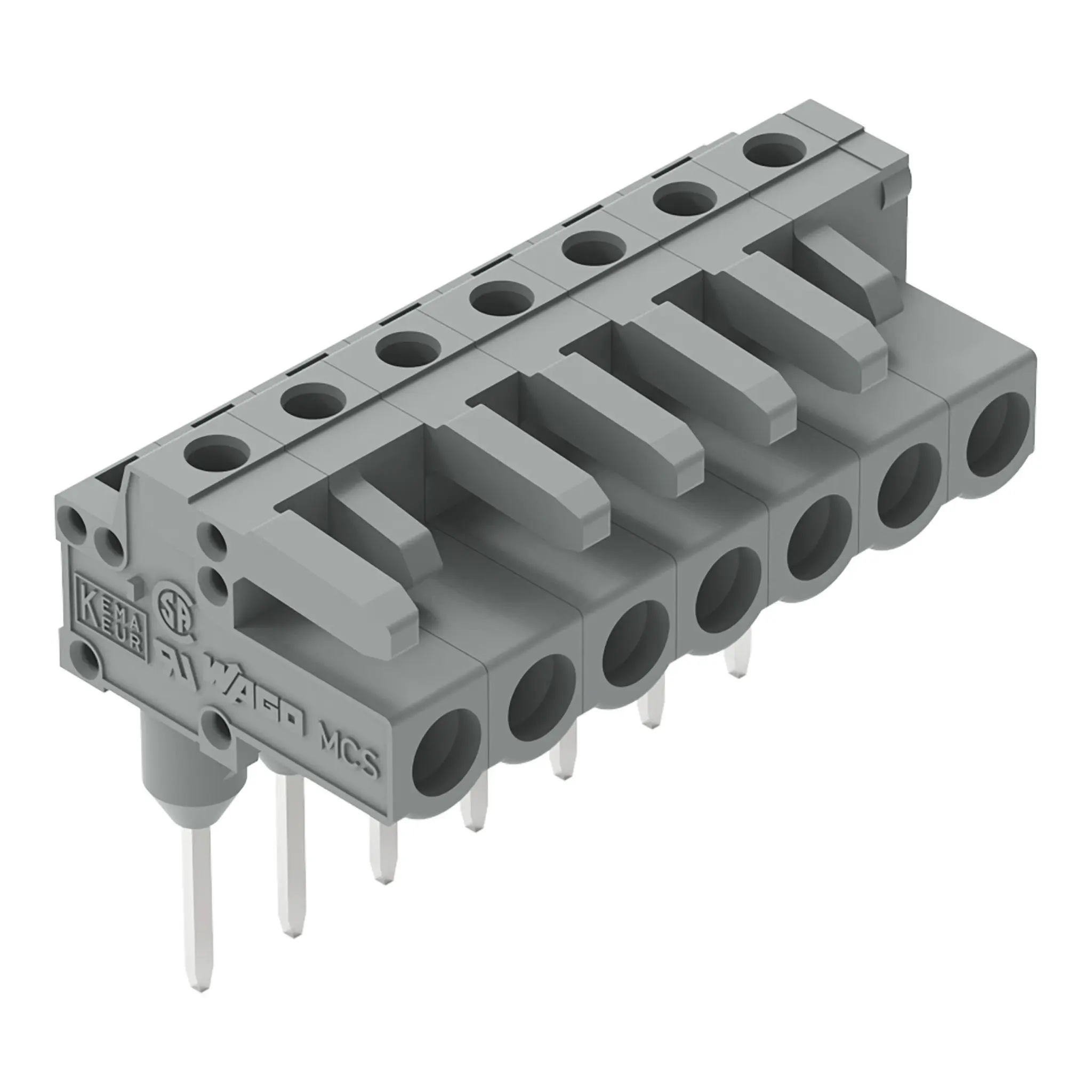 Produktfoto 1 von WAGO 232 Leiterplattensteckverbinder Abgewinkelt Schienenverkehr 7-polig / 1-reihig, Raster 5 mm Buchse