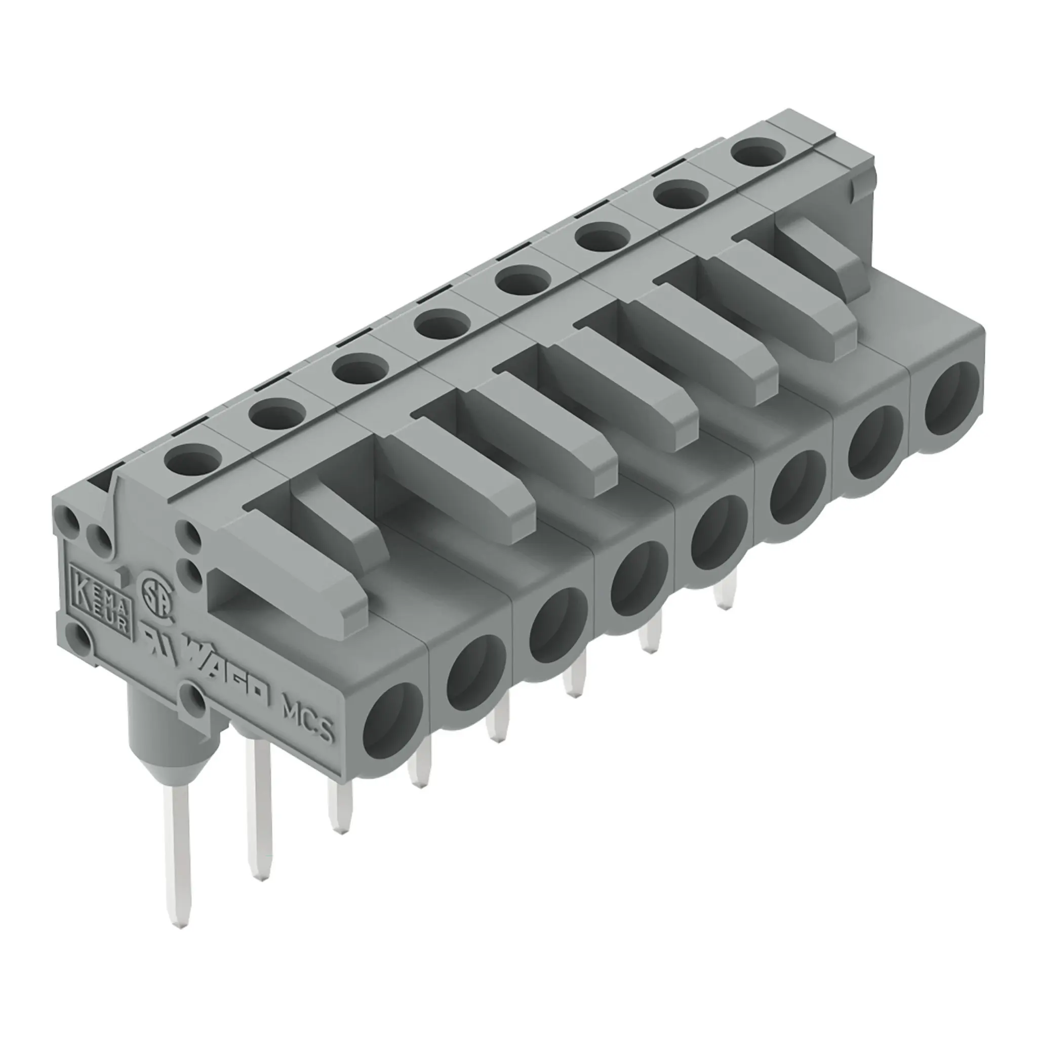 Produktfoto 1 von WAGO 232 Leiterplattensteckverbinder Abgewinkelt Schienenverkehr 8-polig / 1-reihig, Raster 5 mm Buchse
