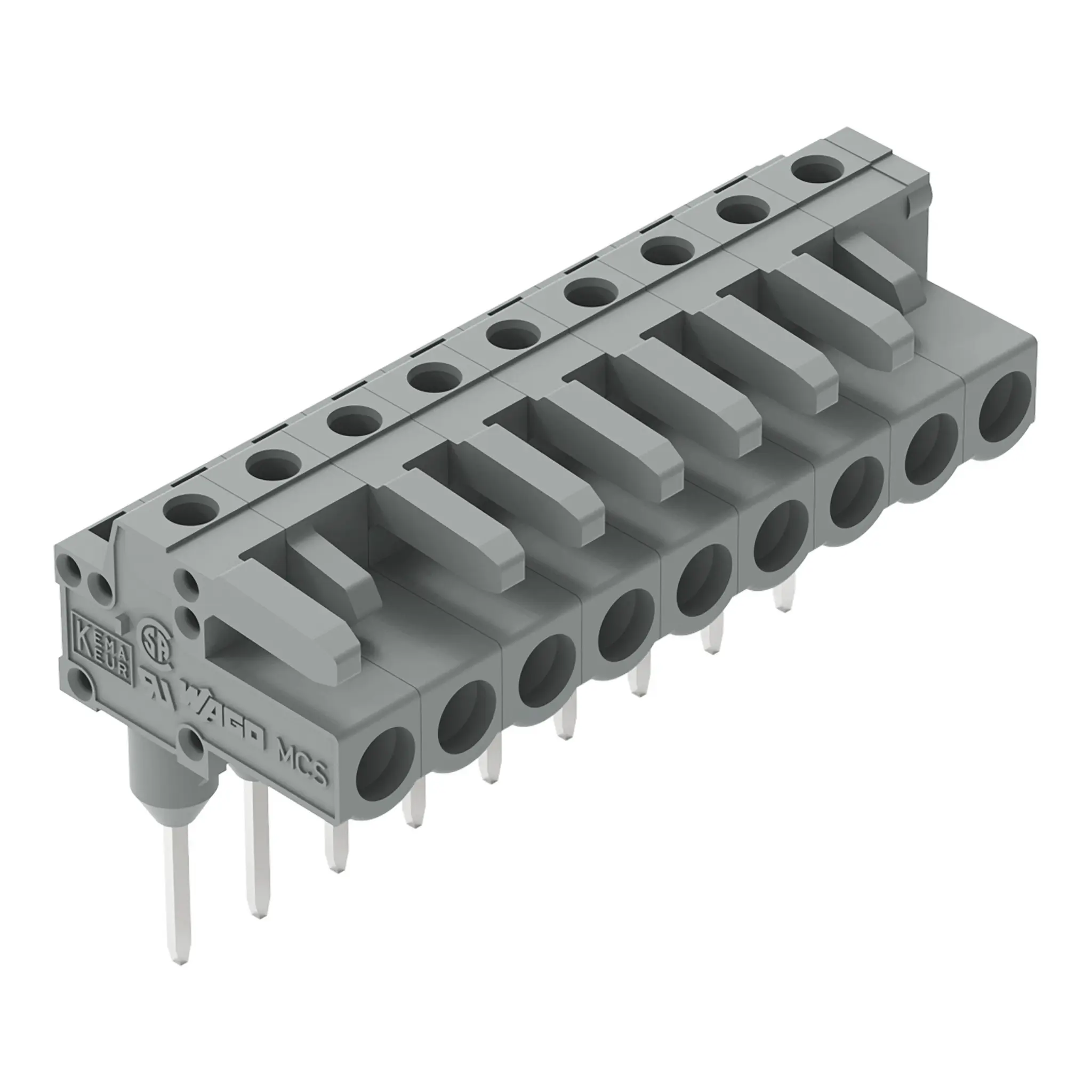 Produktfoto 1 von WAGO 232 Leiterplattensteckverbinder Abgewinkelt Schienenverkehr 9-polig / 1-reihig, Raster 5 mm Lötstift