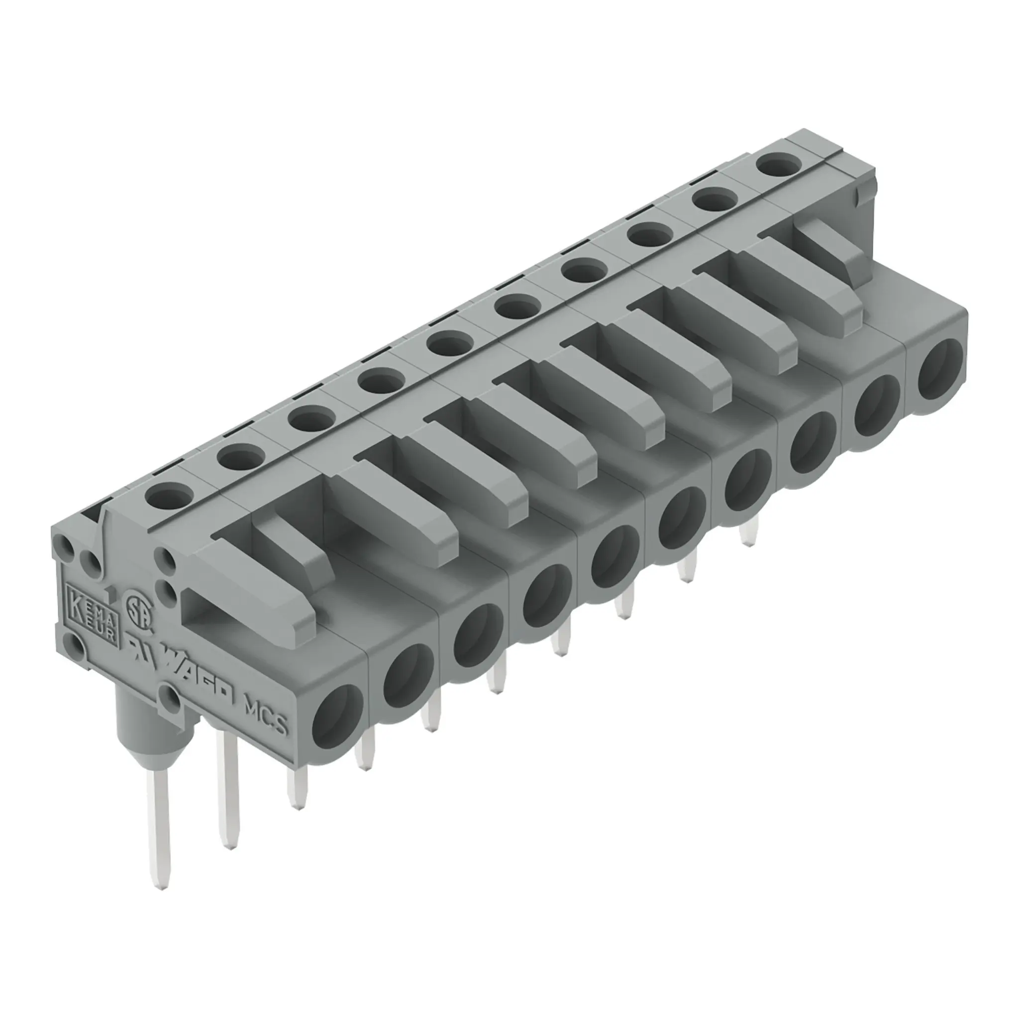 Produktfoto 1 von WAGO 232 Leiterplattensteckverbinder Abgewinkelt Schienenverkehr 10-polig / 1-reihig, Raster 5 mm Buchse