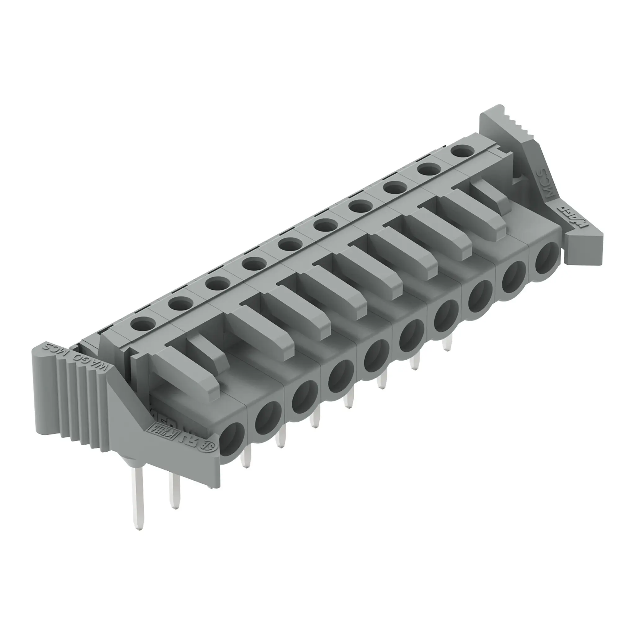 Produktfoto 1 von WAGO 232 Leiterplattensteckverbinder Abgewinkelt Schienenverkehr 10-polig / 1-reihig, Raster 5 mm Lot