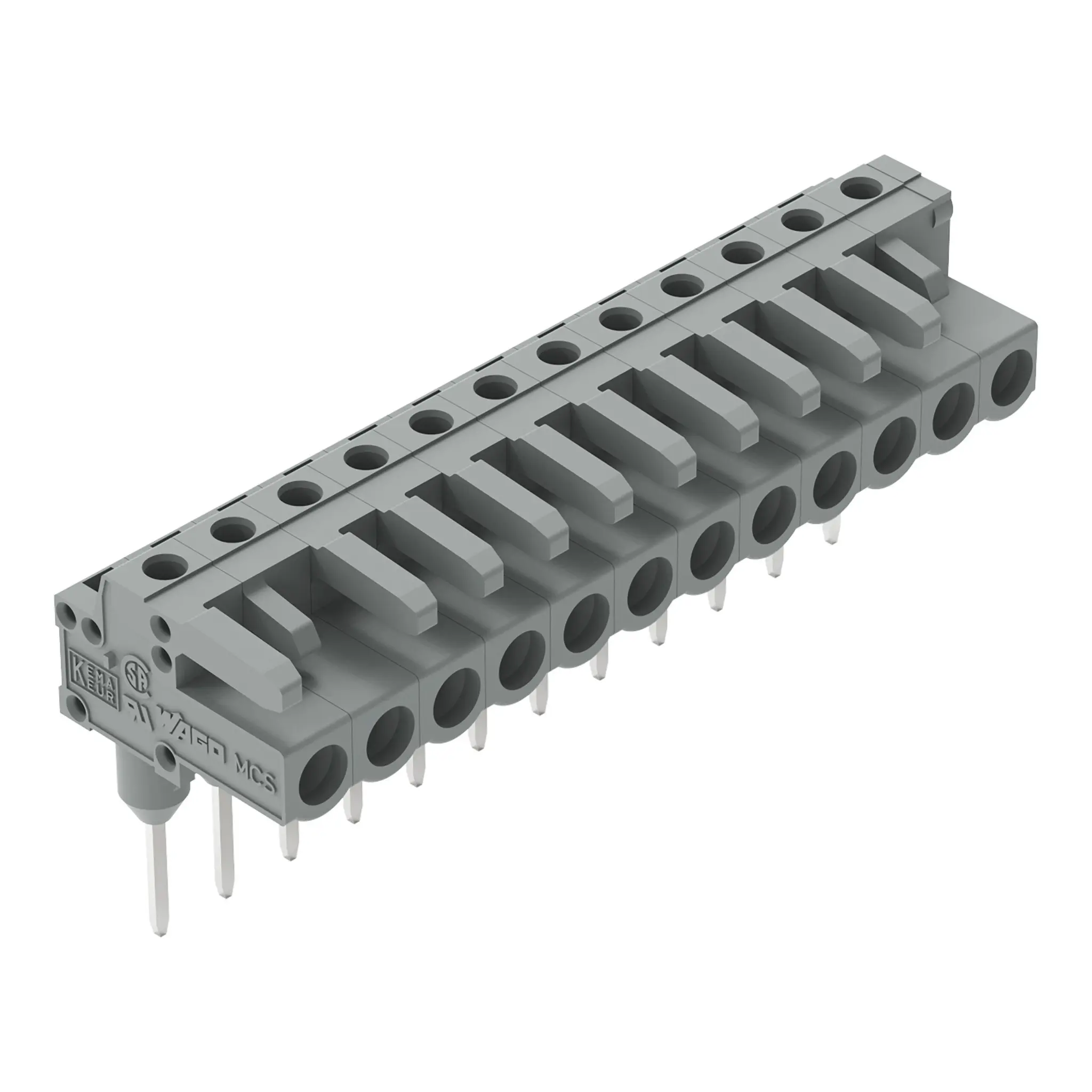 Produktfoto 1 von WAGO 232 Leiterplattensteckverbinder Abgewinkelt Schienenverkehr 12-polig / 1-reihig, Raster 5 mm Lot