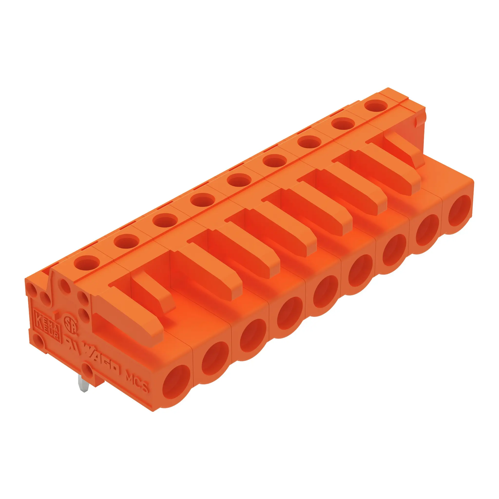 WAGO 232 Leiterplattenleiste Abgewinkelt Leiterplattenmontage 9-polig / 1-reihig, Raster 5.08 mm Stift