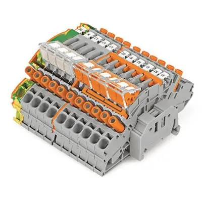 Produktfoto 1 von WAGO TOPJOB S Anschlussklemmenblock 1 Gelb, Grün, 6mm², 500V Zugfederklemme