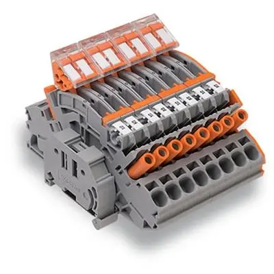Produktfoto 1 von WAGO TOPJOB S Anschlussklemmenblock DIN-Schiene 1 Grau, Orange, 6mm² Einsteck-Anschluss