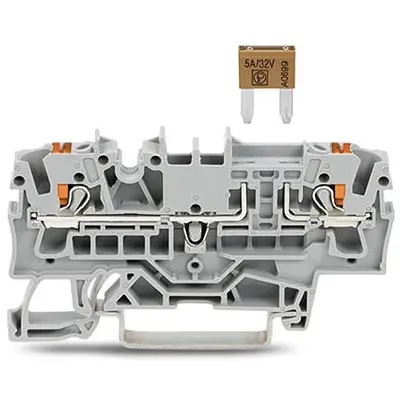 Produktfoto 1 von WAGO TOPJOB S Abgesicherter Anschlussklemmenblock 1 Grau, 2.5 mm², 300 V Einsteck-Anschluss Abgesichert CSA