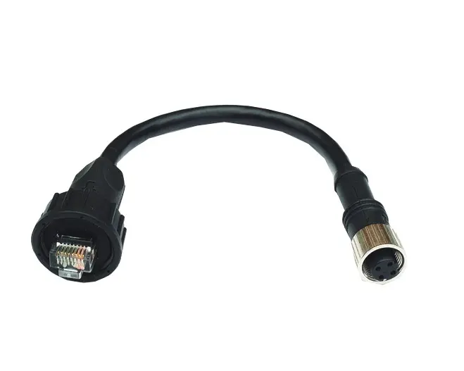 Produktfoto 1 von MOXA Cat5e Ethernet-Kabel, 100 mm, Schwarz Ungeschirmt Stecker, A M12 Stecker, B RJ45