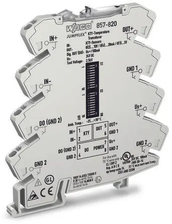 Produktfoto 1 von WAGO Serie 857 Signalwandler 24V dc, Temperatur / Strom/Spannung DIN-Hutschiene, ATEX, IECEx