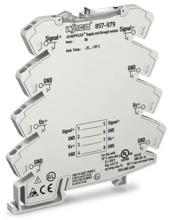 Produktfoto 1 von WAGO Serie 857 Modul 30V ac/dc, Spannung DIN-Hutschiene, IECEx, ATEX