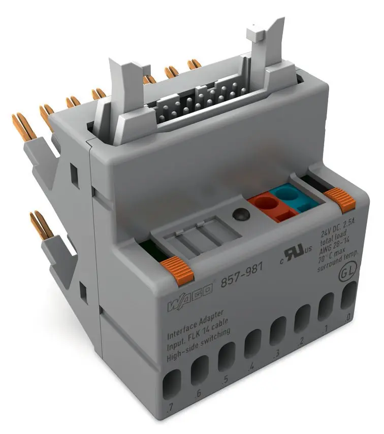 Produktfoto 1 von WAGO 857 Schnittstellenmodul DIN 41651, Stecker, 14-polig, 24 V 3A