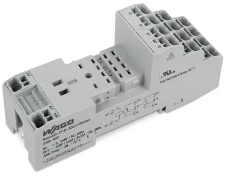 Produktfoto 1 von WAGO Relaissockel zur Verwendung mit Basis-Relais 858, 4 -Kontakt, DIN-Hutschiene, 300V