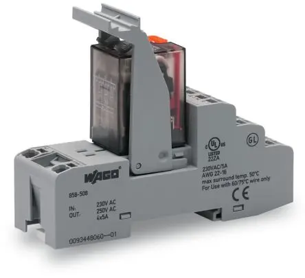 Produktfoto 1 von WAGO 858 Relaismodul 230V ac, 4-poliger Schließer DIN-Hutschiene 9mA