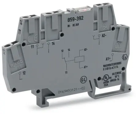 Produktfoto 1 von WAGO 859 Relaismodul 24V dc, 1-poliger Umschalter DIN-Hutschiene 10mA