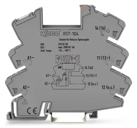Produktfoto 1 von WAGO Relaissockel zur Verwendung mit Basis-Relais 857, DIN-Hutschiene, 300V