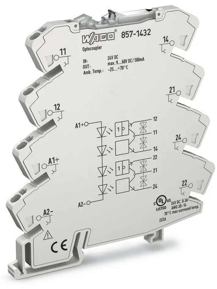 Produktfoto 1 von WAGO 857 Optokoppler-Anschlussklemme Grau, 2.5 mm² Zugfederklemme