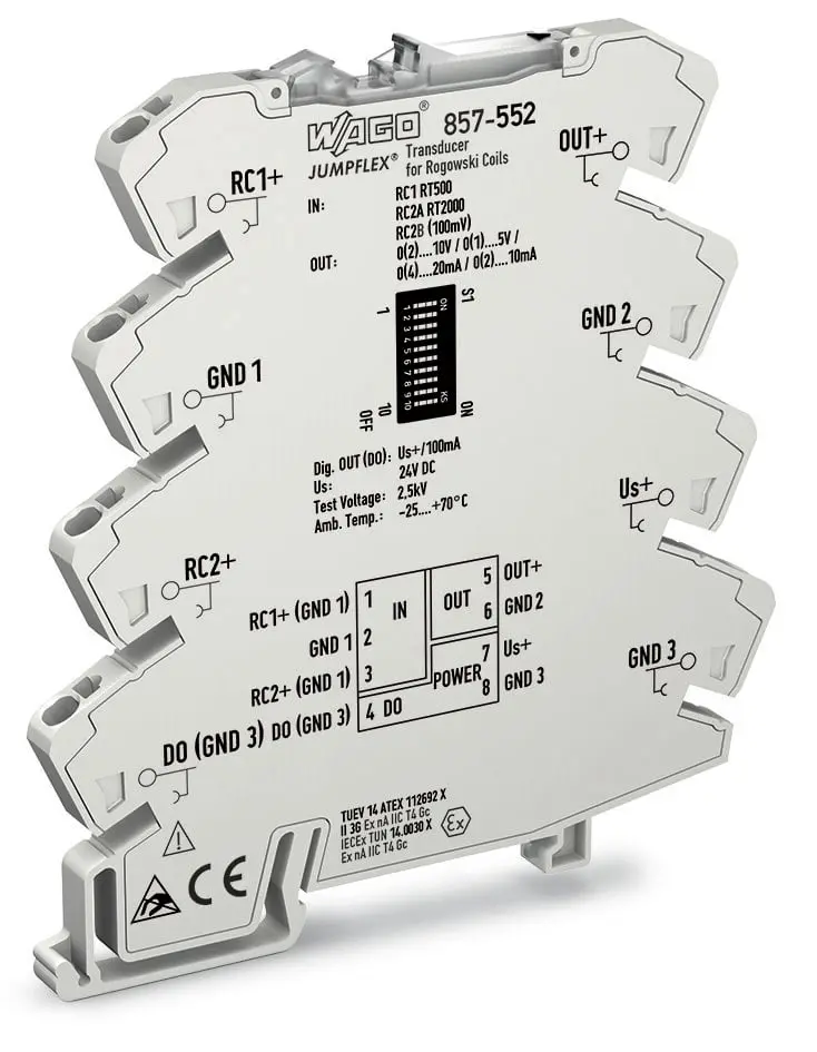 Produktfoto 1 von WAGO Serie 857 Signalwandler 24 V dc, Strom / Strom/Spannung DIN-Hutschiene, IECEx, ATEX