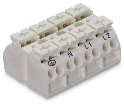 Produktfoto 1 von WAGO 862 Kupfer Nylon 6.6 Klemmenleiste 28A Weiß 4-polig Zugfederklemme 20/12 AWG