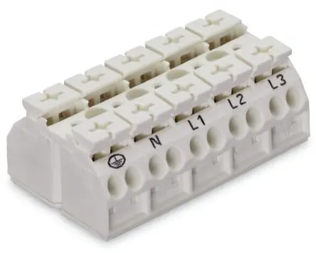 Produktfoto 1 von WAGO 862 Kupfer Nylon 6.6 Klemmenleiste 32A Weiß 5-polig Zugfederklemme 12AWG, 20 AWG