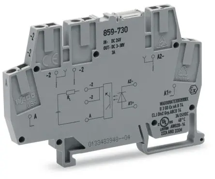 Produktfoto 1 von WAGO 859 Optokoppler-Anschlussklemme Grau, 2.5mm², 24V Zugfederklemme