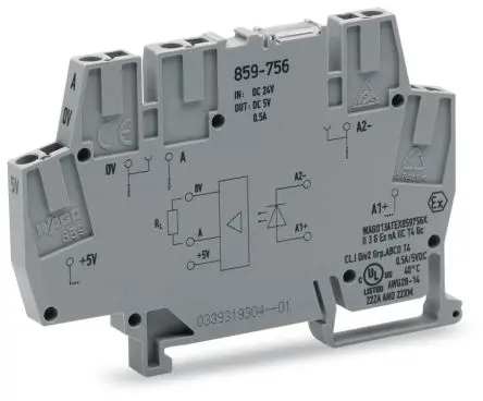 Produktfoto 1 von WAGO 859 Optokoppler-Anschlussklemme Grau, 2.5mm², 24V Zugfederklemme