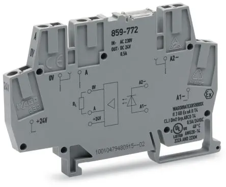 Produktfoto 1 von WAGO 859 Optokoppler-Anschlussklemme Grau, 2.5mm², 24V Zugfederklemme