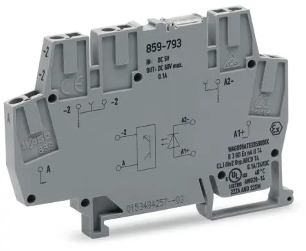 Produktfoto 1 von WAGO 859 Optokoppler-Anschlussklemme Grau, 2.5mm², 24V Zugfederklemme