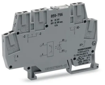 Produktfoto 1 von WAGO 859 Optokoppler-Anschlussklemme Grau, 2.5mm², 5V Zugfederklemme