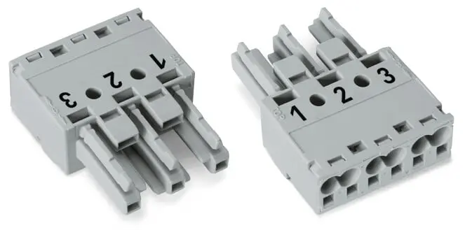 Produktfoto 1 von WAGO 770 Beleuchtungssteckverbinder, Kabel Buchse, Buchse, Zugfederklemme 25A, Kontakte: 3 IP20, Anz.Ausl. 3, Grau, 20