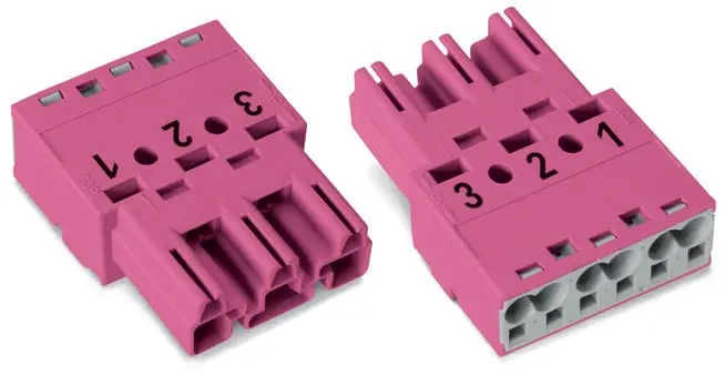 Produktfoto 1 von WAGO 770 Beleuchtungssteckverbinder, Kabel Stecker, Stecker, Zugfederklemme, Kontakte: 3 IP20, Anz.Ausl. 3, Rosa, 20 to