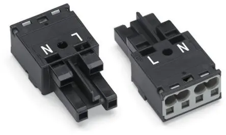 WAGO 770 Beleuchtungssteckverbinder, Kabel Buchse, Buchse, Zugfederklemme 25A, Kontakte: 2 IP20, Anz.Ausl. 2, Schwarz,