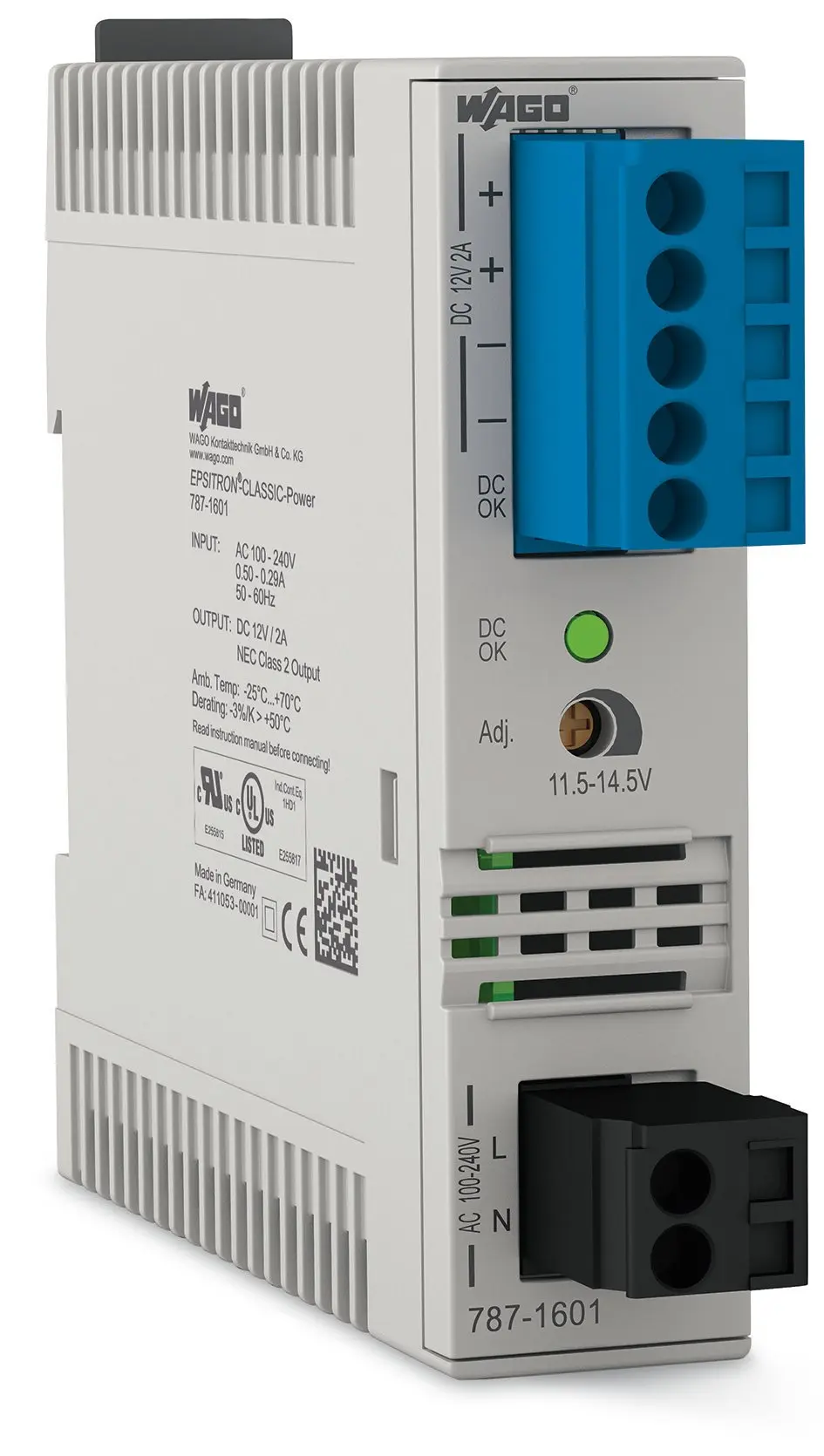 Produktfoto 1 von WAGO 787 DIN-Schienen Netzteil Getaktet 12V dc / 2A 24W 230V