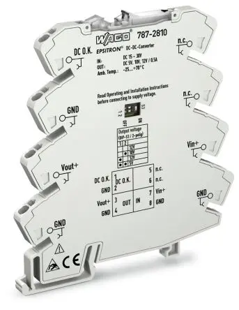 Produktfoto 1 von WAGO 787 DC/DC Konverter, 15V dc, 30 V dc OUT 500 mA DIN-Hutschiene 24V dc 24 V dc 2.5 W -25 °C 70 °C