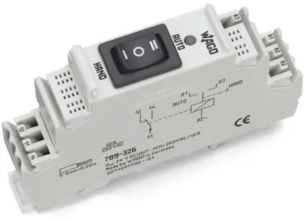 Produktfoto 1 von WAGO 789 Relaismodul 24V dc, 1-poliger Umschalter DIN-Hutschiene 19mA