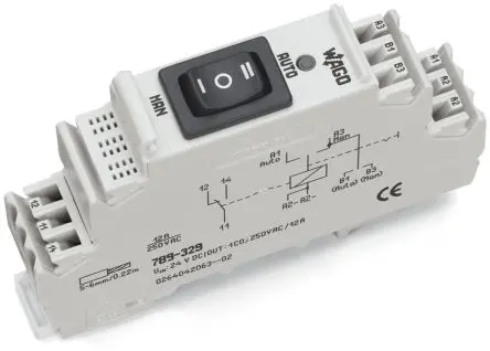 Produktfoto 1 von WAGO 789 Relaismodul 24V dc, 1-poliger Umschalter DIN-Hutschiene 19mA
