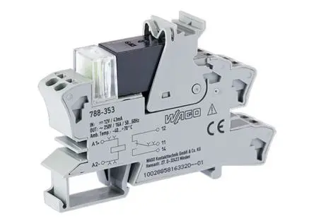 Produktfoto 1 von WAGO 788 Relaismodul 12V dc, 1-poliger Umschalter DIN-Hutschiene 35mA