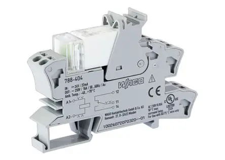 Produktfoto 1 von WAGO 788 Relaismodul 24V dc, 1-poliger Umschalter DIN-Hutschiene 19mA