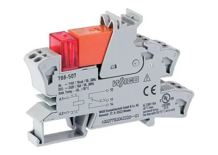 Produktfoto 1 von WAGO 788 Relaismodul 115V ac, 1-poliger Umschalter DIN-Hutschiene 8mA