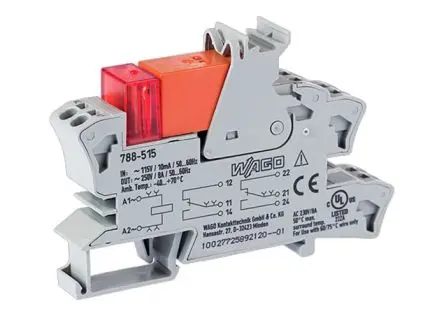 Produktfoto 1 von WAGO 788 Relaismodul 115V ac, 2-poliger Umschalter DIN-Hutschiene 8mA