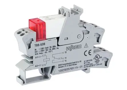 Produktfoto 1 von WAGO 788 Relaismodul 230V ac, 1-poliger Umschalter DIN-Hutschiene 5mA