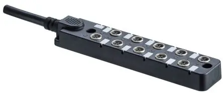 Produktfoto 1 von Amphenol Industrial DB8-3A8CAB-SPS7BXX Buchse, M8 M8-Verteilerkasten mit Kabel Überspannungsschutz, 8-fach 6A, 99m