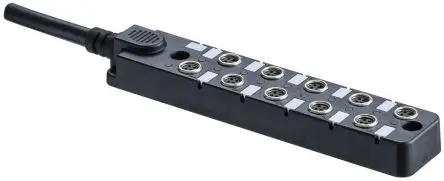 Produktfoto 1 von Amphenol Industrial DB8-3A4CAB-SPS7BXX Buchse M8-Verteilerkasten Überspannungsschutz, 4-fach 6A, 99m Kabel, 30V