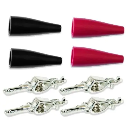 Produktfoto 1 von Mueller Electric Stahl zinkplattiert Krokodilklemmen-Kit, Schwarz, Rot, 5A Polyvinylchlorid Isoliert
