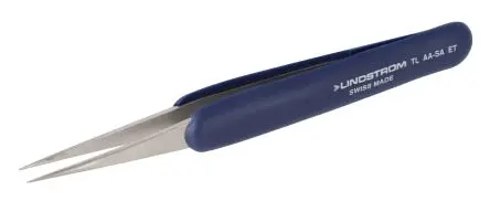 Produktfoto 1 von LINDSTRÖM Thermoplast Gummi, Edelstahl Pinzette, 130mm, Spitze Fein, Extrafein, Gerade Antimagnetisch 1-teilig