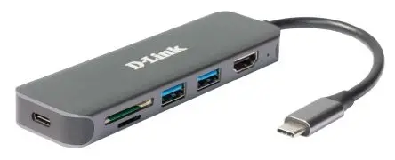 Produktfoto 1 von D-Link, USB 1.1, USB 2.0, USB 3.0 USB-C-Hub, 3 USB Ports, USB, USB-Bus T: 13.5 mm H: 35 mm B: 118mm