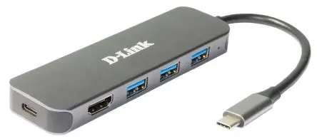 Produktfoto 1 von D-Link, USB 1.1, USB 2.0, USB 3.0 USB-C-Hub, 4 USB Ports, USB, USB-Bus T: 13.5 mm H: 35 mm B: 118mm