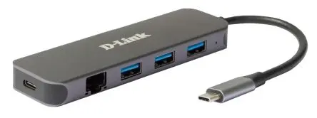 Produktfoto 1 von D-Link, USB 1.1, USB 2.0, USB 3.0 USB-C-Hub, 4 USB Ports, USB, USB-Bus T: 13.5 mm H: 35 mm B: 118mm