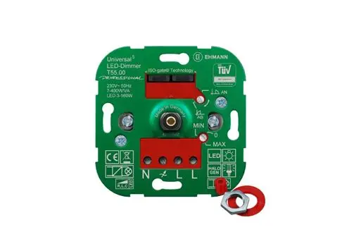 Produktfoto 1 von Bodo Ehmann T55.00 LED Lichtregler, 160 W 230V 2-polig 1 Auslässe H. 33 mm B. 71 mm