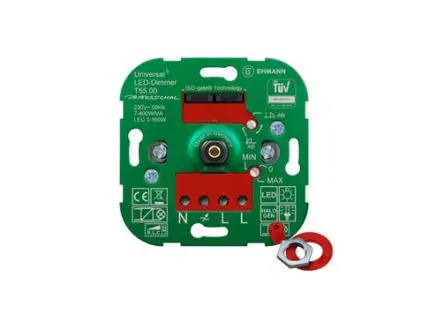 Produktfoto 1 von Bodo Ehmann T55.00 LED Lichtregler, 160 W 230V 2-polig 1 Auslässe H. 33 mm B. 71mm