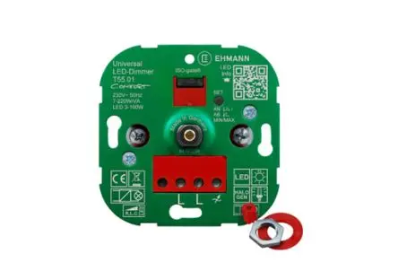 Produktfoto 1 von Bodo Ehmann T55.01Comfort LED Lichtregler, 220 W 230V 2-polig 1 Auslässe H. 33 mm B. 71mm