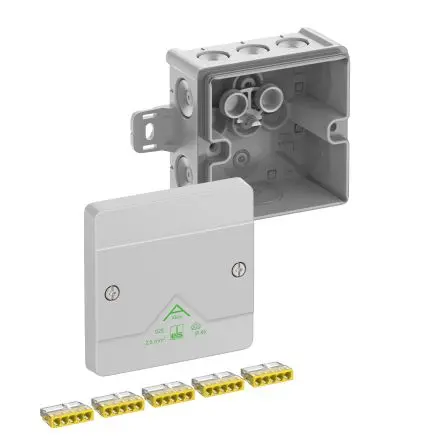 Produktfoto 1 von Spelsberg Abox 025 AB-2,5² Polystyrol Abzweigdose Grau IP65, IP54 5 Breite 82mm Höhe 52 mm Länge 87 mm